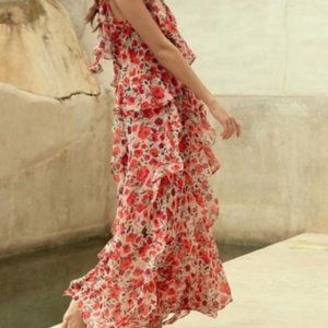 MISA Claudita Maxi Dress Red Floral -Small